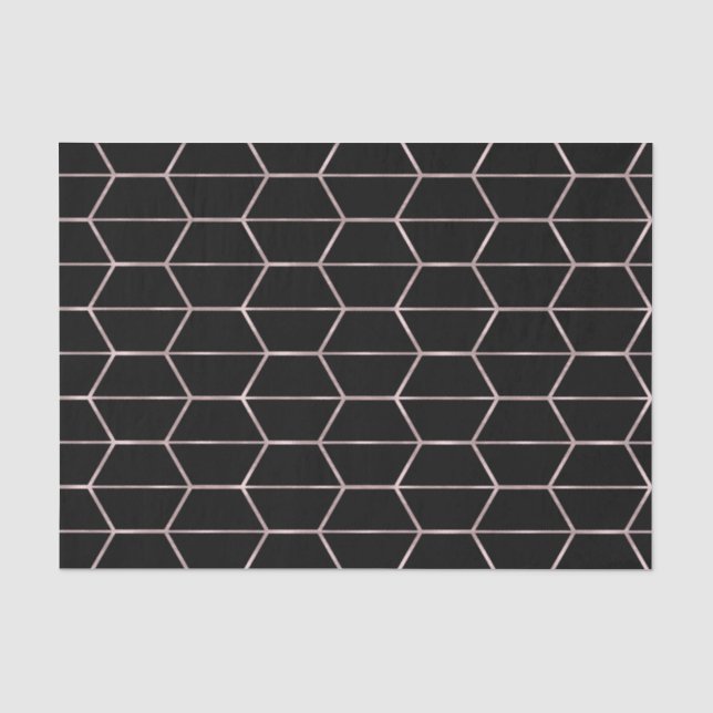 Boho Black Hexagon Rose Gold Geometric Glam Party Seidenpapier (Vorderseite)