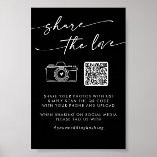 Boho-Black-Hochzeit Teilen Sie die Liebe QR-Code Poster