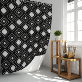 Boho Black Tribal Geometric Aztec Pattern Duschvorhang