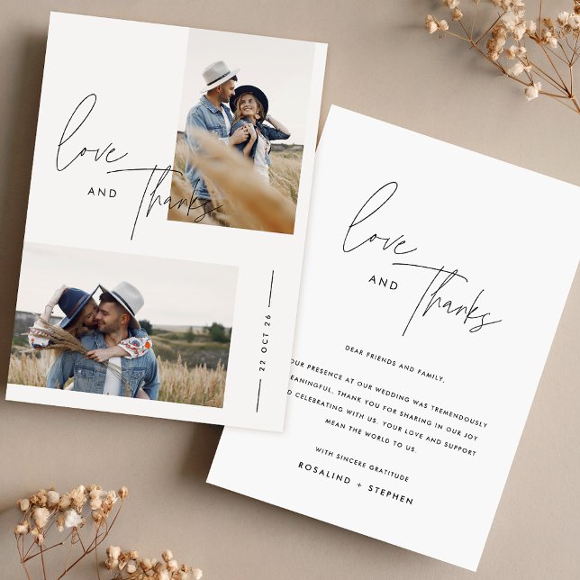 Boho Black & White Foto Wedding Dankeskarte (Von Creator hochgeladen)