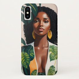 Boho Black Woman Botanical Portrait Case-Mate iPhone Hülle