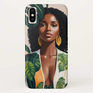 Boho Black Woman Botanical Portrait Case-Mate iPhone Hülle