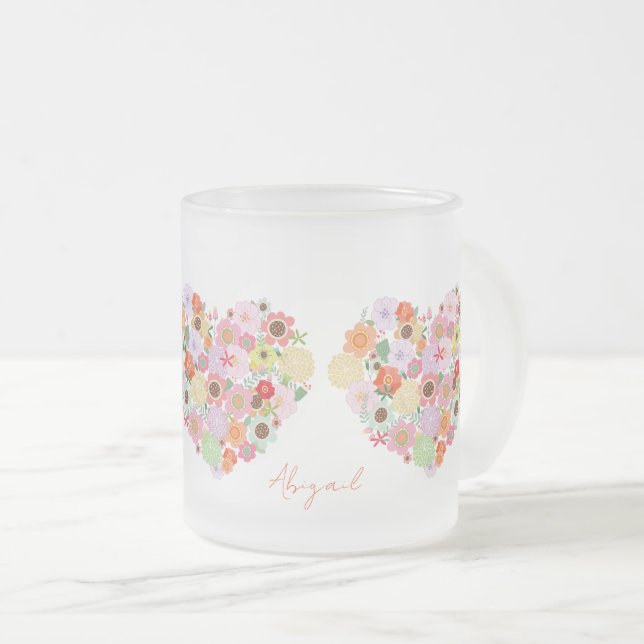 Boho Bläserner HerzNAME Sweet Liebe Orange Fun Mattglastasse (VorderseiteRechts)