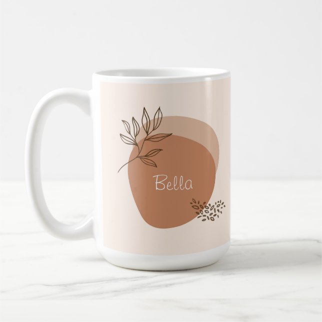 Boho-Blattdesign mit individuelle Name Kaffeetasse (Links)