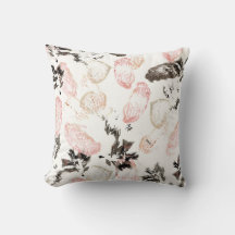 Boho Blätter and Feathers Accent Pillow