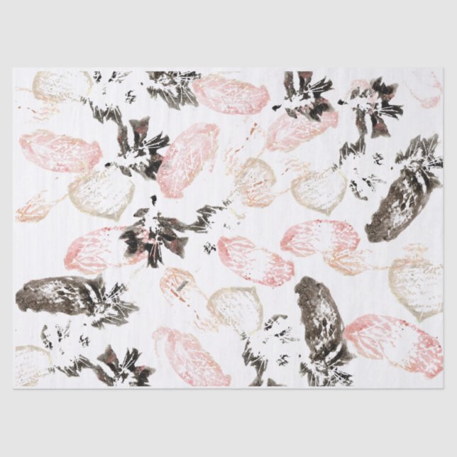 Boho Blätter and Feathers Tissue Seidenpapier (Vorderseite)