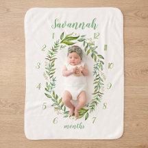 Boho Blätter Baby Name Monthly Meilenstein Foto