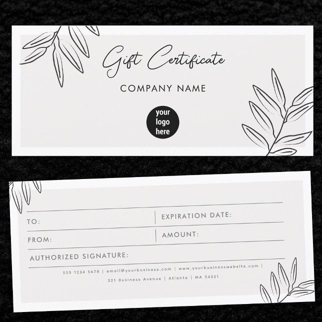 Boho Blätter Geschenkgutschein für Firmenlogos (Boho Leaves Business Logo Gift Certificate Voucher)