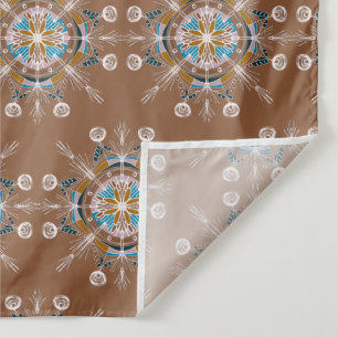 Boho Blau Braune Handgezeichnete Mandala-Kunst-Tap Wandteppich