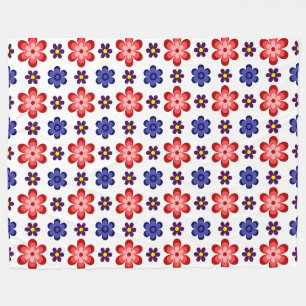 Boho Blau Lila Rote Blumen Große Fleece-Decke Fleecedecke