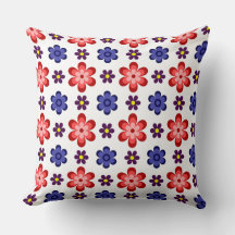 Boho Blau Lila Rote Blumen Große Wurf Kissen