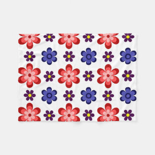 Boho Blau Lila Rote Blumen Kleine Fleece-Decke Fleecedecke