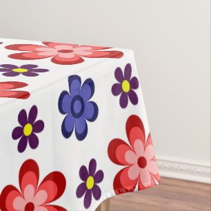Boho Blau Lila Rote Blumen Kleiner Tischdecke