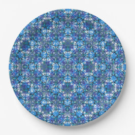 Boho Blau, Lila und weißes Zirkelmuster Pappteller
