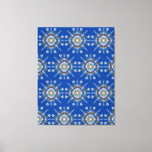 Boho-Blau-Mandala-Handzeichnung Kunstleinwanddruck Leinwanddruck