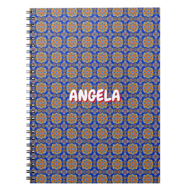 BOHO BLAU ORANGE GEO DESIGN NOTIZBLOCK (Vorderseite)