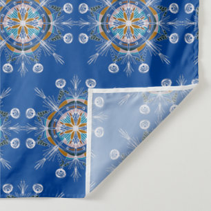 Boho Blau und Braune handgezeichnete Mandala-Kunst Wandteppich