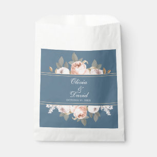 Boho Blau und rosafarbene Pfingstrosen Hochzeit Geschenktütchen