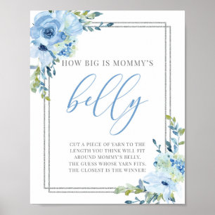 Boho blauen Blüten wie groß ist das Bauchzeichen d Poster