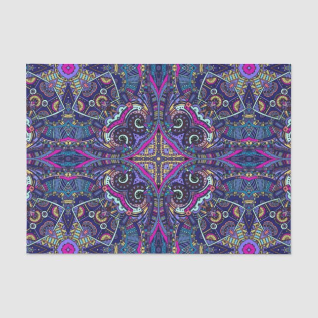 Boho blauer Trend des gebürtigen Amerikaners Seidenpapier (Vorderseite)