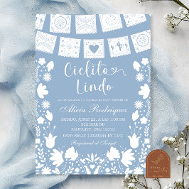 Boho Blaues Talavera-Mexikanisches Babyshower Einladung