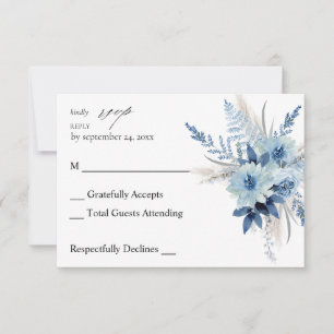 Boho bleu Dusty Floral no Repas RSVP