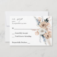 Boho bleu et beige Floral no Repas RSVP