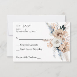 Boho bleu et beige Floral no Repas RSVP