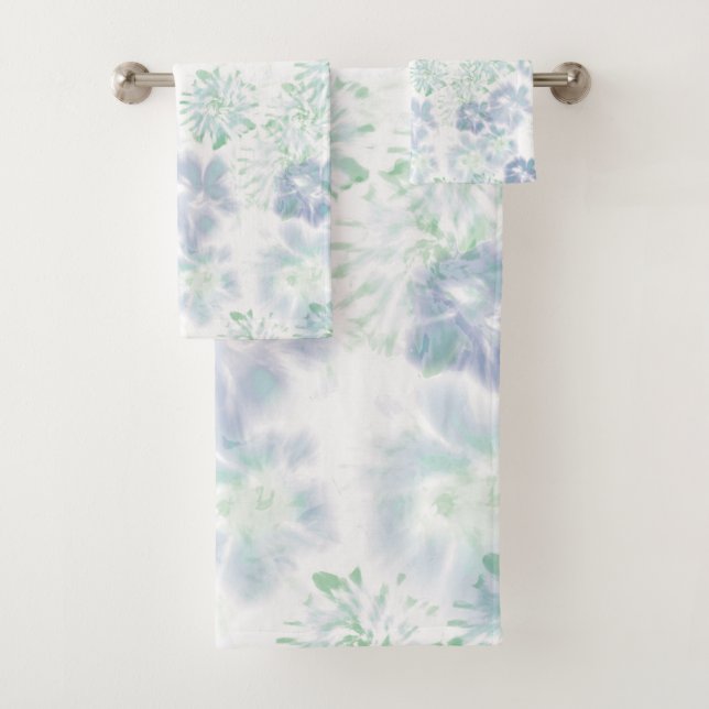 Boho bleu Fleurs florales Motif de teinture à tart (En situation)