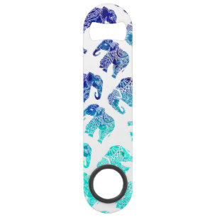 Boho bleu turquoise ombre d'eau éléphants