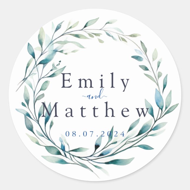Boho Bliss Wedding Runder Aufkleber (Vorderseite)