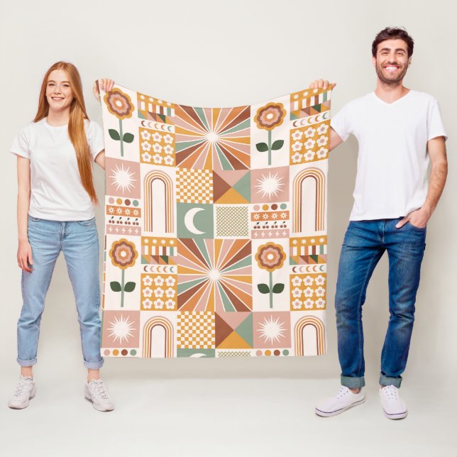 Boho Blocks Floral Fleecedecke (Beispiel)