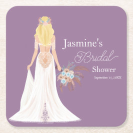 Boho Blonde Haarbrücke mit Blume Rechteckiger Pappuntersetzer