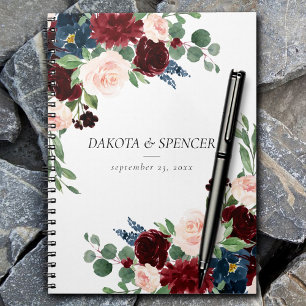 Boho Bloom Bugundy Red and Navy Blue Custom Notizblock