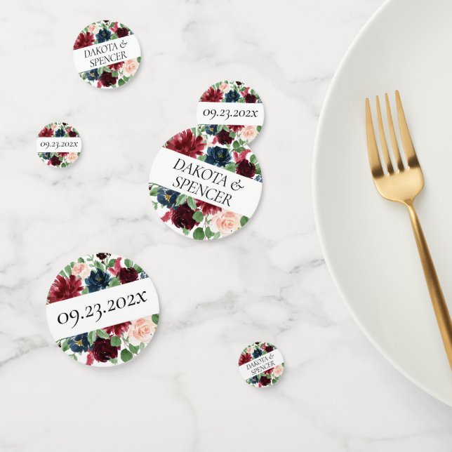 Boho Bloom | Burgund Blush and Navy Blue Custom Konfetti (Gruppe)