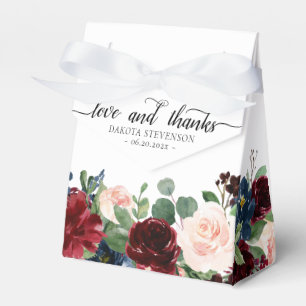 Boho Bloom   Burgund und Marine Liebe und Dank Geschenkschachtel