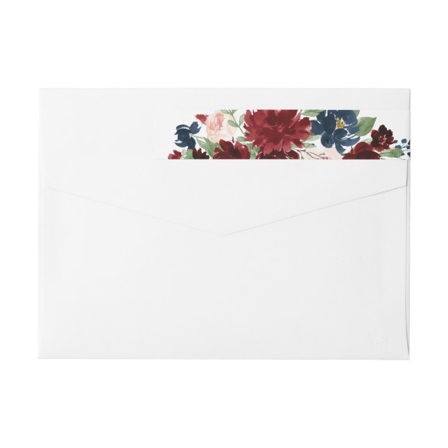 Boho Bloom | Burgundy Red and Navy Blue Address (Rückseite)
