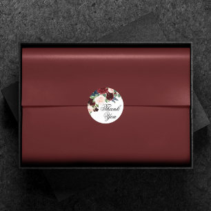 Boho Bloom   Burgundy Red and Navy Blue Vielen Dan Runder Aufkleber