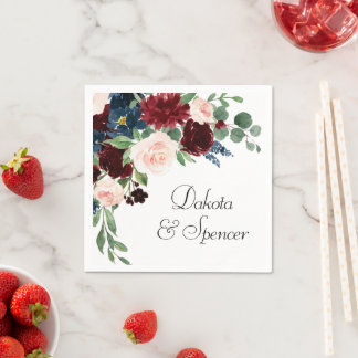 Boho Bloom | Burgundy Rot und Navy Blue Floral Serviette