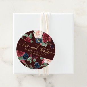 Boho Bloom Dark Burgundy und Navy Blue Vielen Da Geschenkanhänger