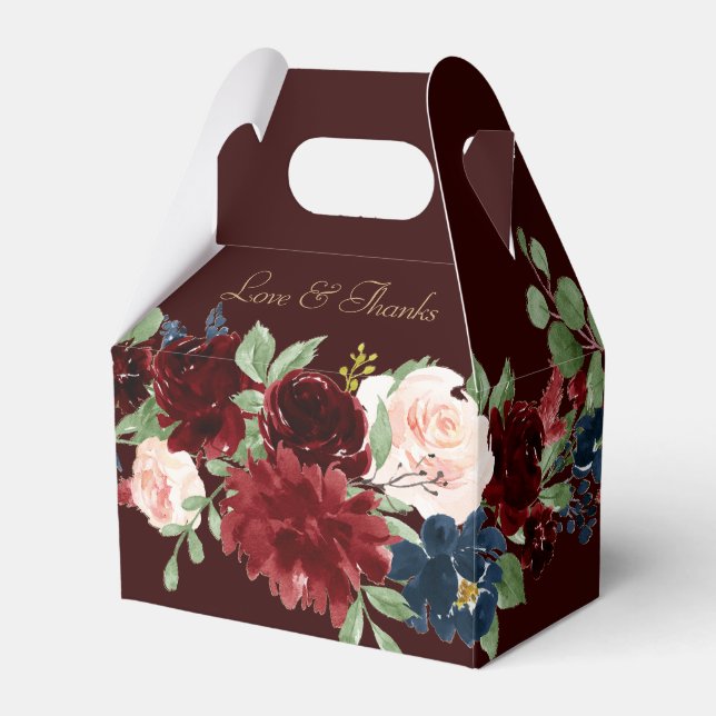Boho Bloom | Dunkle Elegant Rot und Marine Vielen  Geschenkschachtel (Vorderseite)