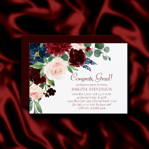 Boho Bloom   Eleganter Burgund und Abschluss der M Einladung