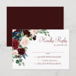 Boho Bloom | Eleganter Burgundy-Gold-Rahmen RSVP Karte