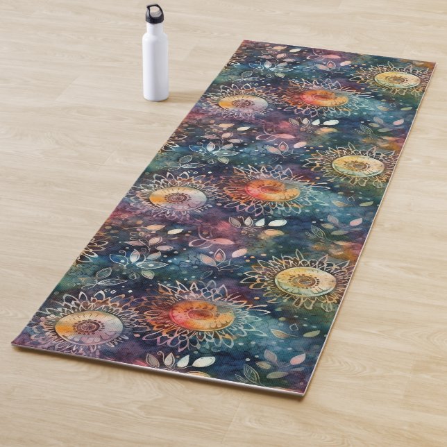 Boho Bloom: Farbenfrohe Blütenoase Yoga Mat Yogamatte (Beispiel)