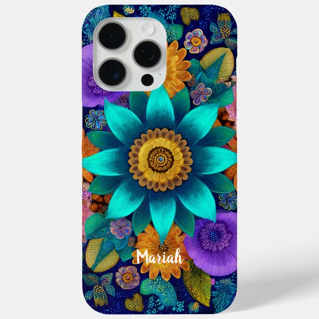 Boho Bloom Mandala Floral iPhone Case (Rückseite)