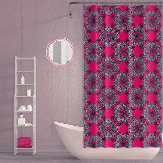 Boho Bloom Shower Curtain in Hot Pink Duschvorhang