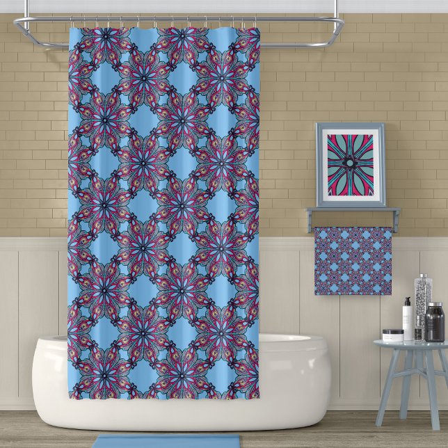 Boho Bloom Shower Curtain in Sky Blue Duschvorhang (Von Creator hochgeladen)