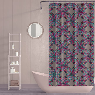 Boho Bloom Shower Curtain in Warm Taupe Duschvorhang