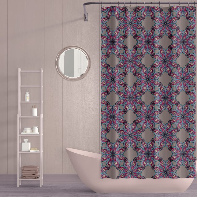 Boho Bloom Shower Curtain in Warm Taupe Duschvorhang (Von Creator hochgeladen)