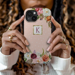 Boho Blooms Blush Dot Monogram Case-Mate iPhone Hülle